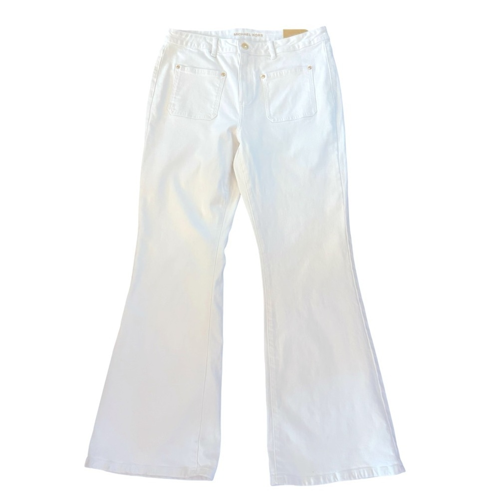 MICHAEL KORS Selma Flare Leg High Rise White Jeans Size 12 NEW - Picture 4 of 10